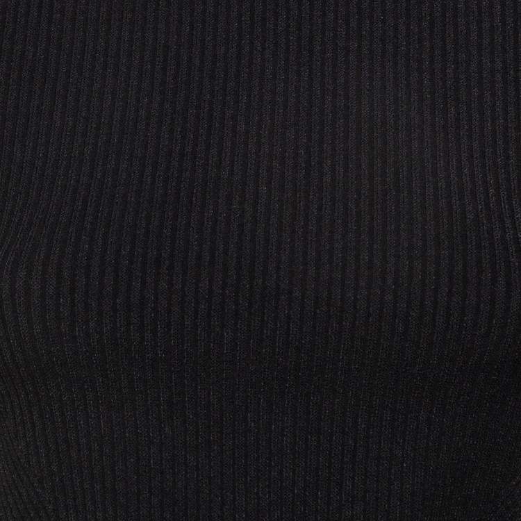 Pre Owned Alexander McQueen Black Metallic Sphere High-Neck Rib Knit Sweater S