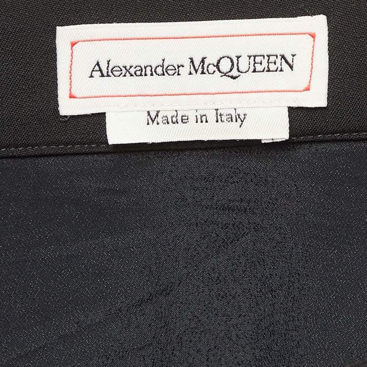Pre Owned Alexander McQueen Black Lace Trim Wool Asymmetric Skirt S