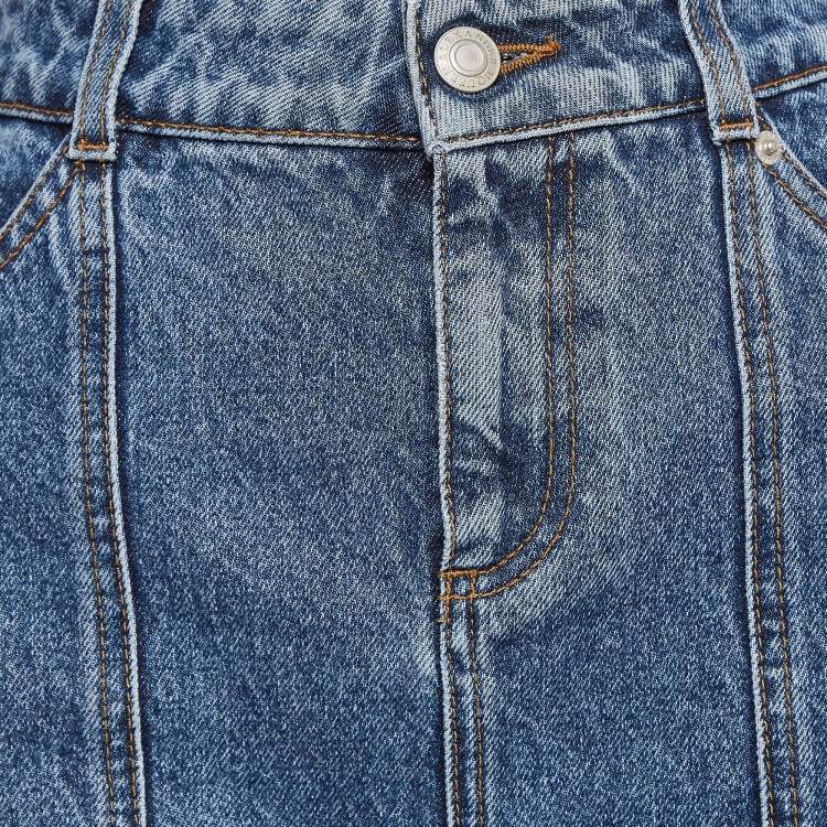 Pre Owned Alexander McQueen Blue Embroidered Denim Mini Skirt S
