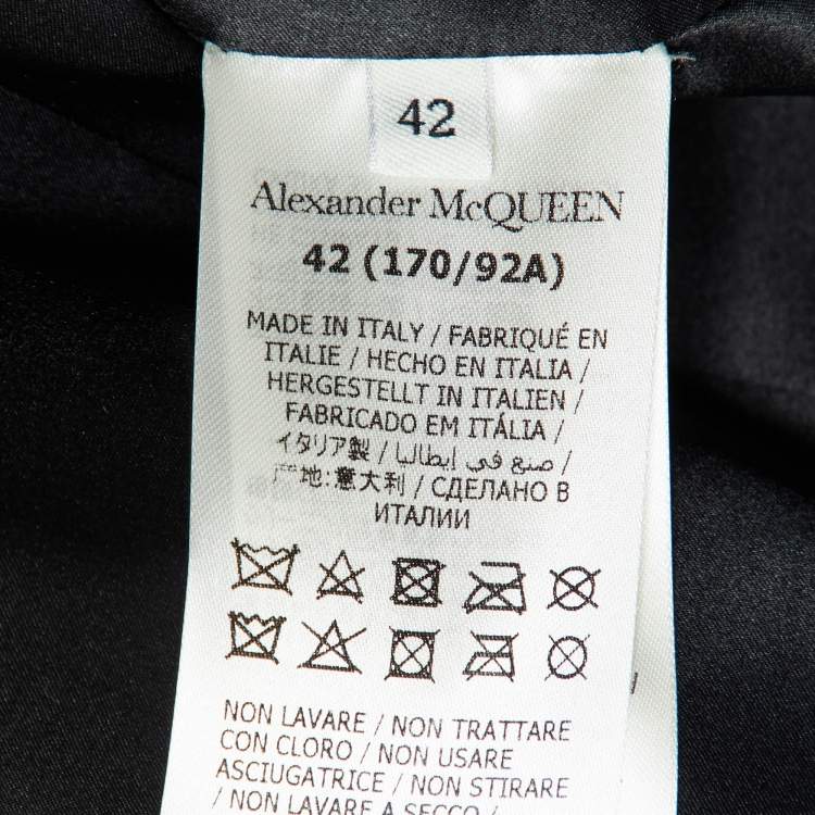 Pre Owned Alexander McQueen Black Leather Peplum Biker Jacket  M
