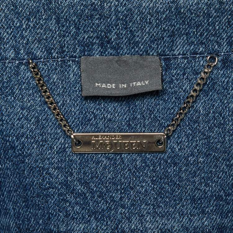 Pre Owned Alexander McQueen Blue Denim Cold Shoulder Jacket S