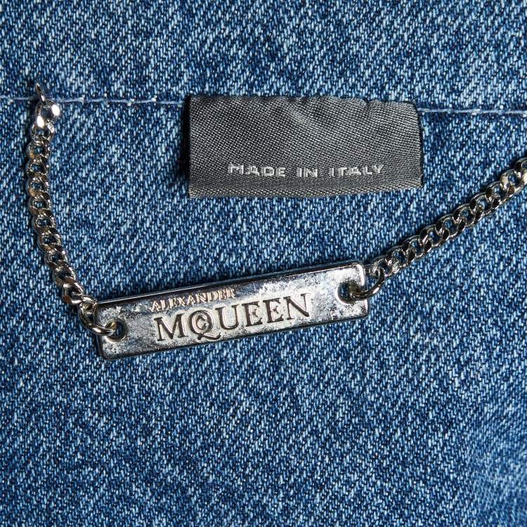 Pre Owned Alexander McQueen Blue Denim Cold Shoulder Jacket S
