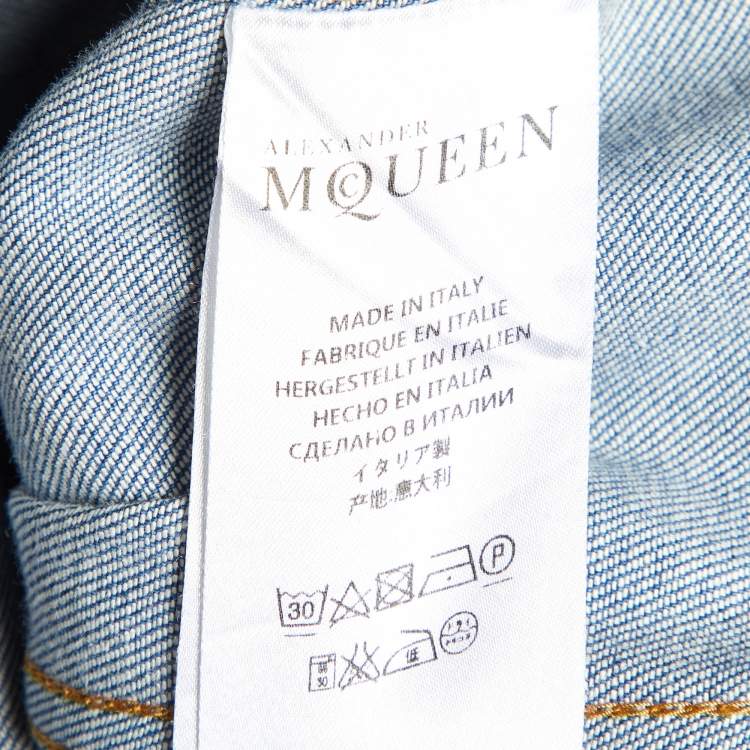 Pre Owned Alexander McQueen Blue Denim Buttoned Front Dress L
