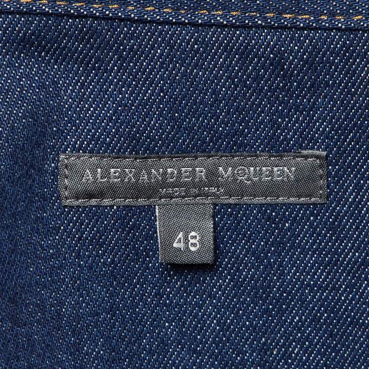 Pre Owned Alexander McQueen Blue Denim Buttoned Front Dress L