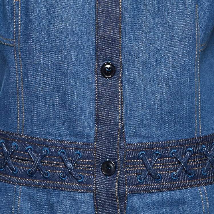 Pre Owned Alexander McQueen Blue Denim Buttoned Front Dress L