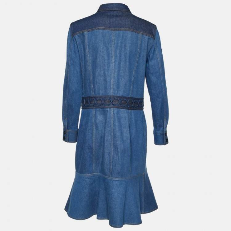 Pre Owned Alexander McQueen Blue Denim Buttoned Front Dress L