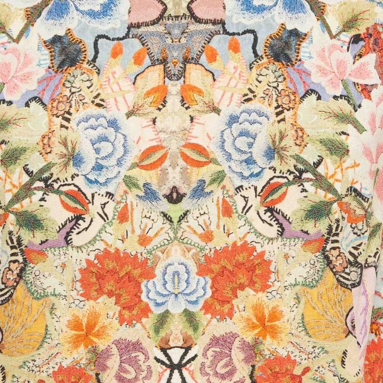 Pre Owned Alexander McQueen Multicolor Floral Print Crepe Tunic Top M