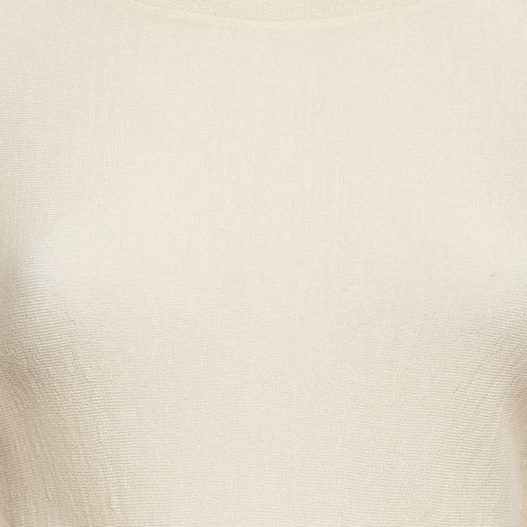 Pre Owned Alexander McQueen Cream Wool Knit Full Sleeves Top M