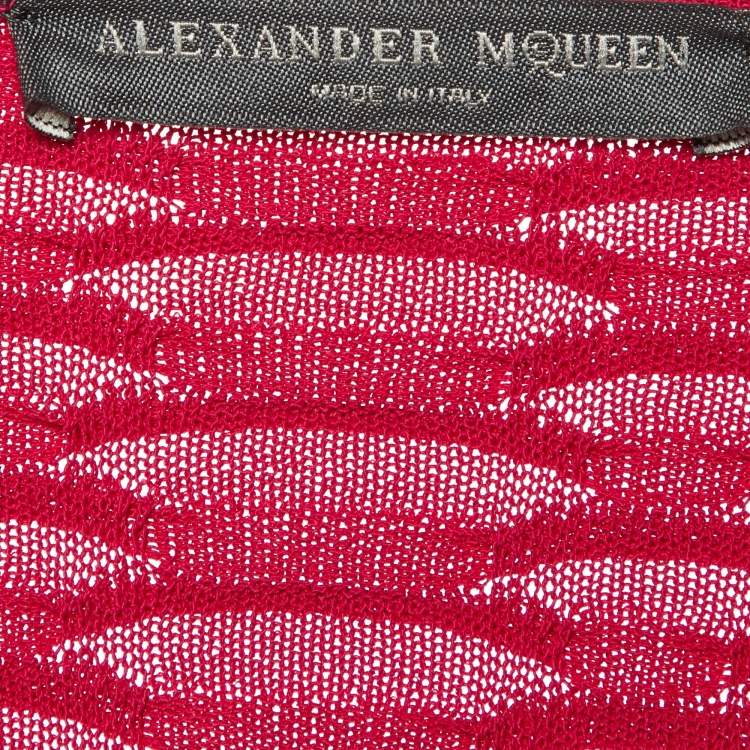 Pre Owned Alexander McQueen Pink Textured Knit Sheath Dress S