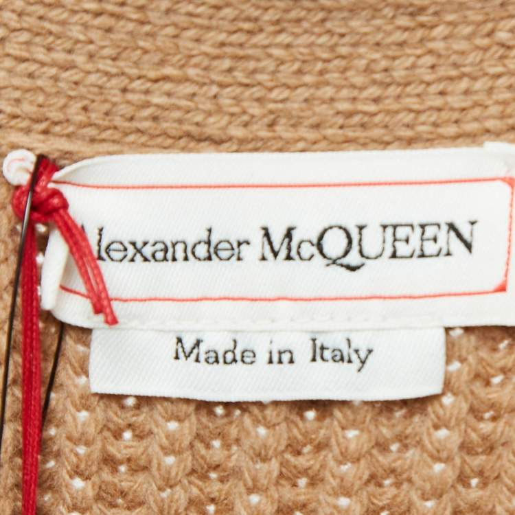 Pre Owned Alexander McQueen Brown Wool Blend Rib Knit Midi Dress L