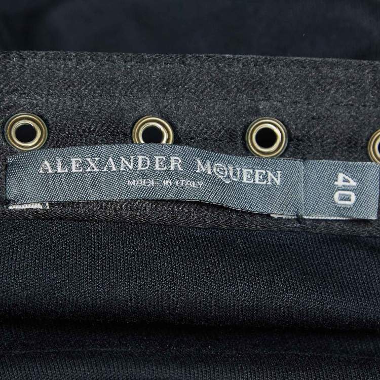 Pre Owned Alexander McQueen Black Jersey Lace-Up Detail Midi Dress S
