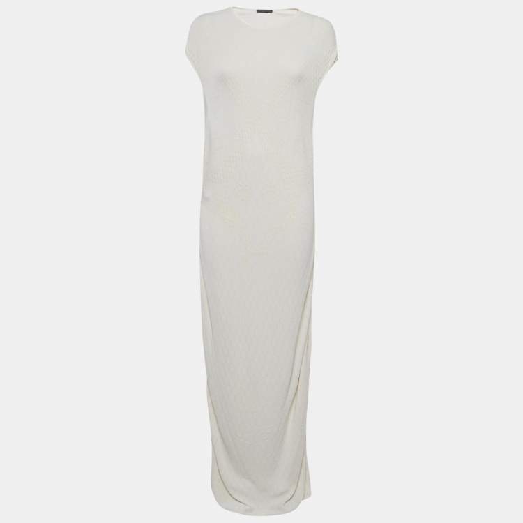 Pre Owned Alexander McQueen White Honeycomb Jacquard Knit Bodycon Dress L