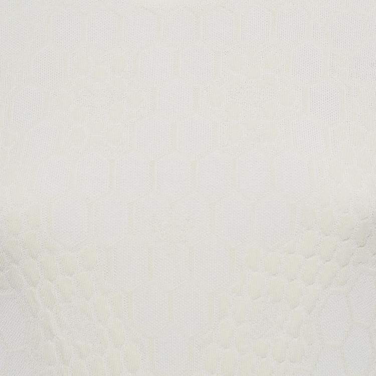 Pre Owned Alexander McQueen White Honeycomb Jacquard Knit Bodycon Dress L