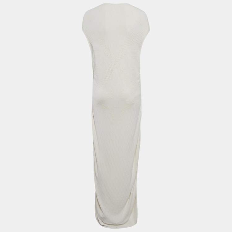 Pre Owned Alexander McQueen White Honeycomb Jacquard Knit Bodycon Dress L