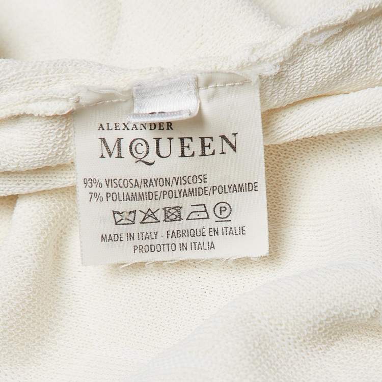 Pre Owned Alexander McQueen White Honeycomb Jacquard Knit Bodycon Dress L