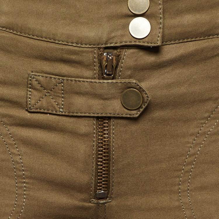 Pre Owned Alexander McQueen Khaki Green Button Detail Pants S