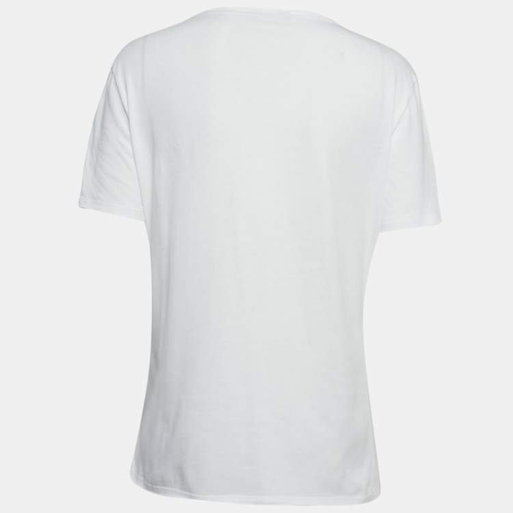 مملوكة مسبقًا Alexander McQueen White Embellished Cotton T-Shirt M