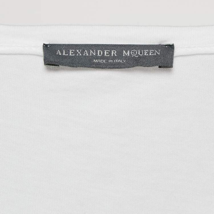 مملوكة مسبقًا Alexander McQueen White Embellished Cotton T-Shirt M