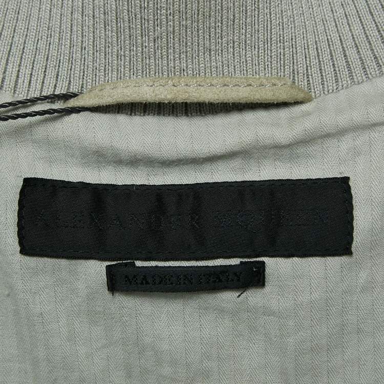 Pre Owned Alexander McQueen Grey Suede Zip-Up Jacket L