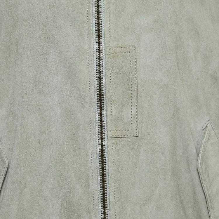 Pre Owned Alexander McQueen Grey Suede Zip-Up Jacket L