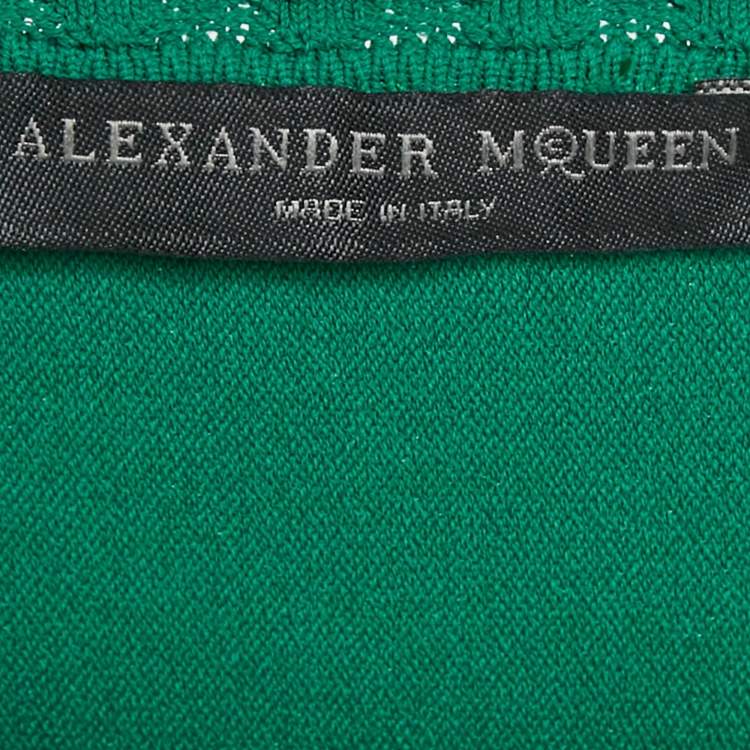 Pre Owned Alexander McQueen Green Jersey Pleated Mini Dress M