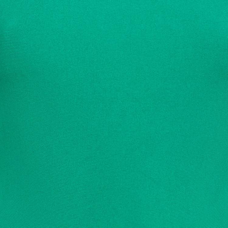 Pre Owned Alexander McQueen Green Jersey Pleated Mini Dress M