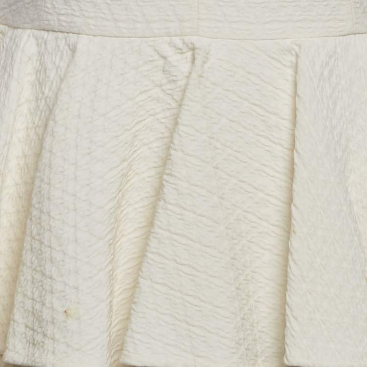 Pre Owned Alexander McQueen Off-White Textured Crepe Flounce Short Dress L