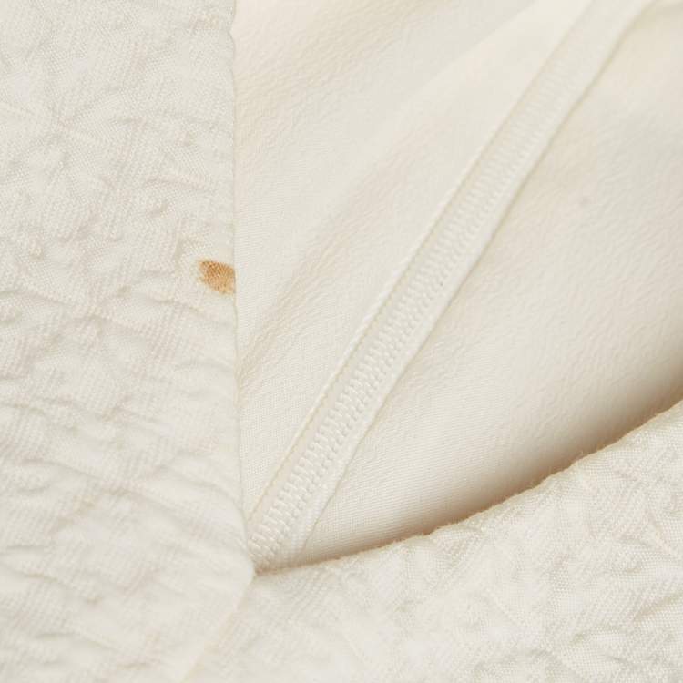 Pre Owned Alexander McQueen Off-White Textured Crepe Flounce Short Dress L