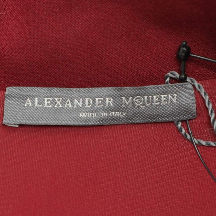 Pre Owned Alexander McQueen Burgundy Fabric Midi Dress S