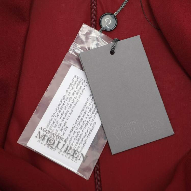 Pre Owned Alexander McQueen Burgundy Fabric Midi Dress S