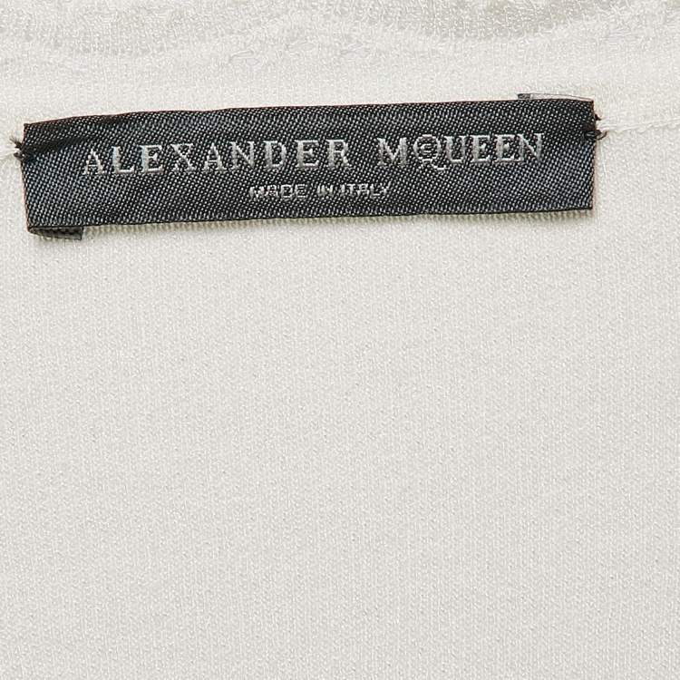 Pre Owned Alexander McQueen White Patterned Jersey Short Dress S