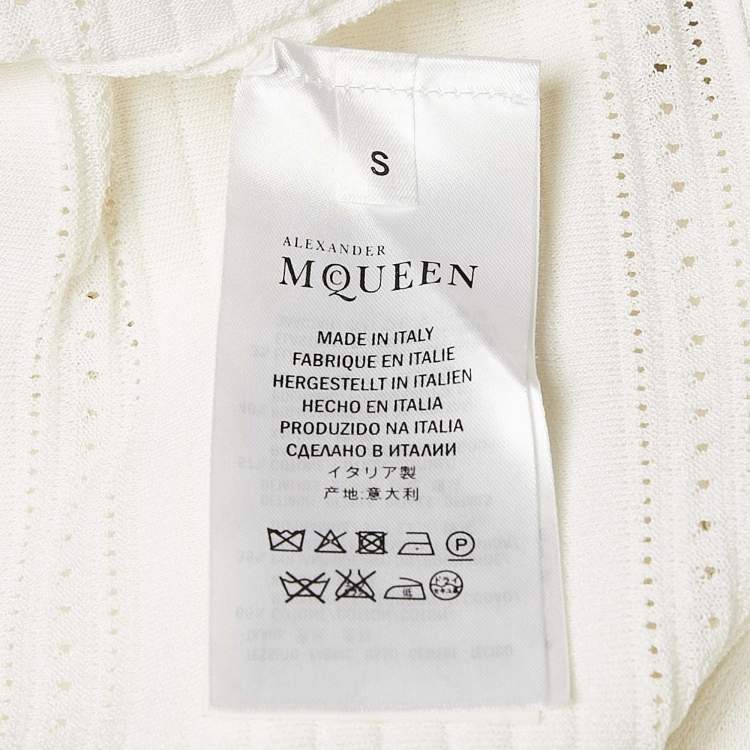 Pre Owned Alexander McQueen White Patterned Jersey Short Dress S