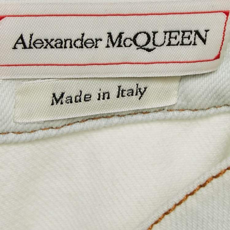 Pre Owned Alexander McQueen Light Blue Denim Flared Midi Skirt S