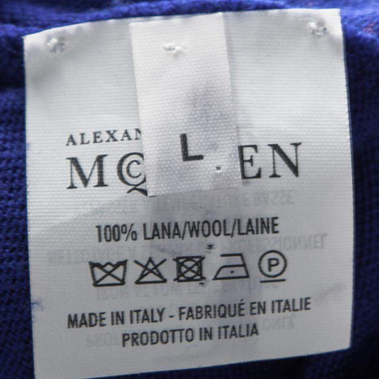 Pre Owned Alexander McQueen Multicolor Patterned Wool Dolman Sleeve Dress L