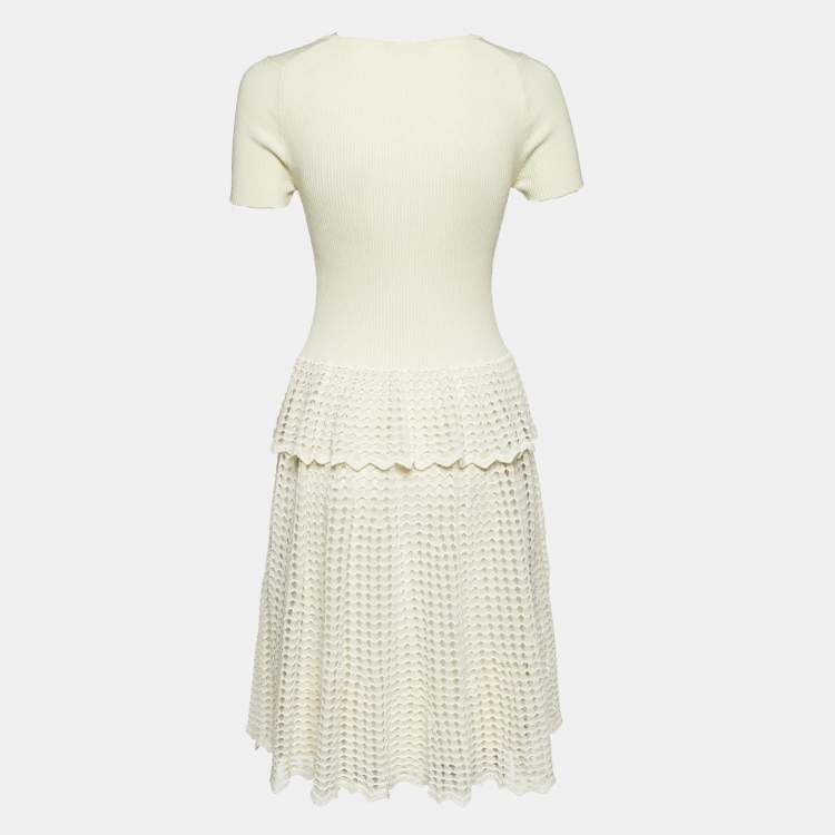 Alexander McQueen Cream Rib Knit and Patterned Knit Mini