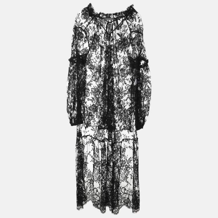 Pre Owned Alexander McQueen Black Lace Dress M