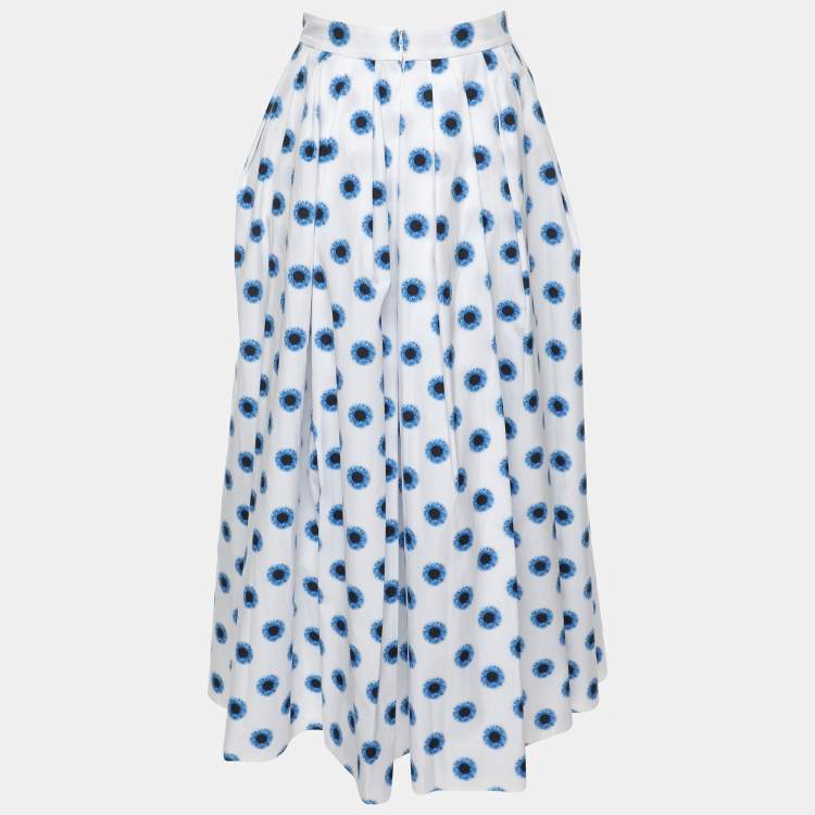 Pre Owned Alexander McQueen White Polka Dot Midi Skirt S
