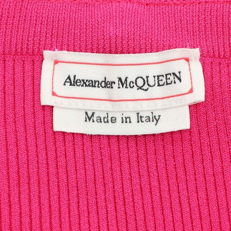Pre Owned Alexander McQueen Pink Stretch Fabric Crop Top Cardigan S