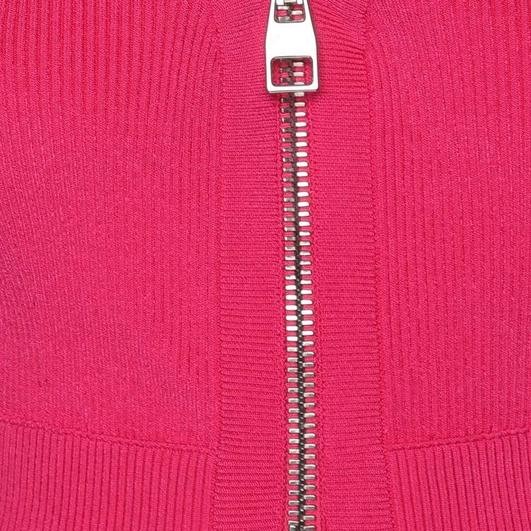 Pre Owned Alexander McQueen Pink Stretch Fabric Crop Top Cardigan S