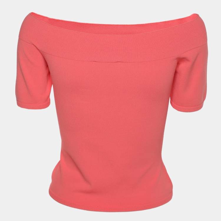 Pre Owned Alexander McQueen Coral Stretch Fabric  Off The Shoulder Top XS