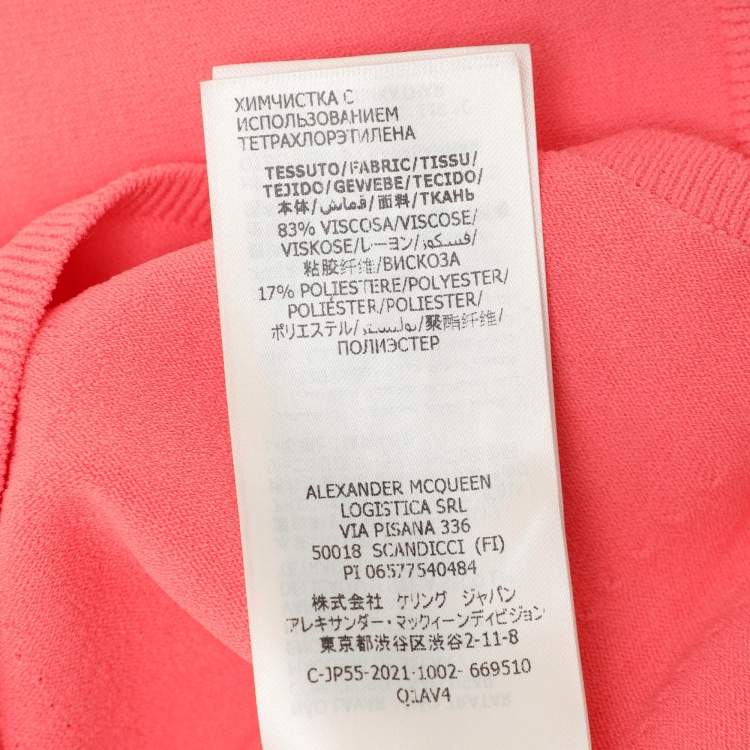 Pre Owned Alexander McQueen Coral Stretch Fabric  Off The Shoulder Top XS