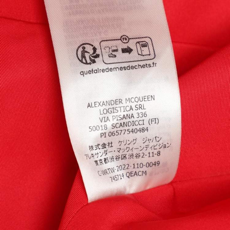 Pre Owned Alexander McQueen Red Nylon Asymmetric Flared Dress S