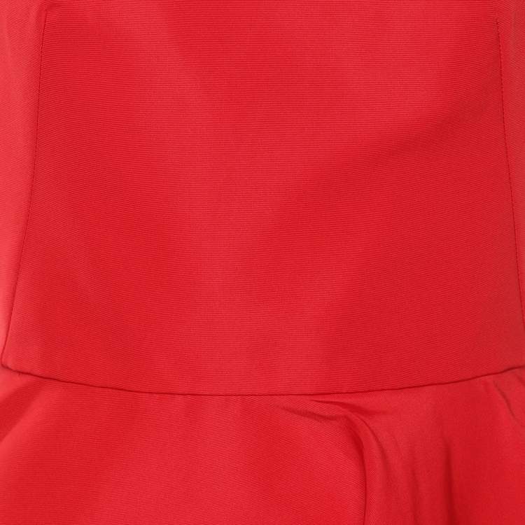 Pre Owned Alexander McQueen Red Nylon Asymmetric Flared Dress S