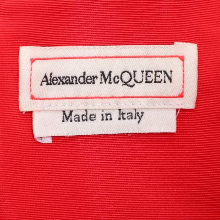 Pre Owned Alexander McQueen Red Nylon Asymmetric Flared Dress S