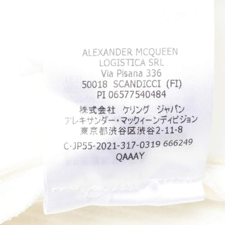 Pre Owned Alexander McQueen White Cotton Drop Yoke Mixed Media Midi Skirt S