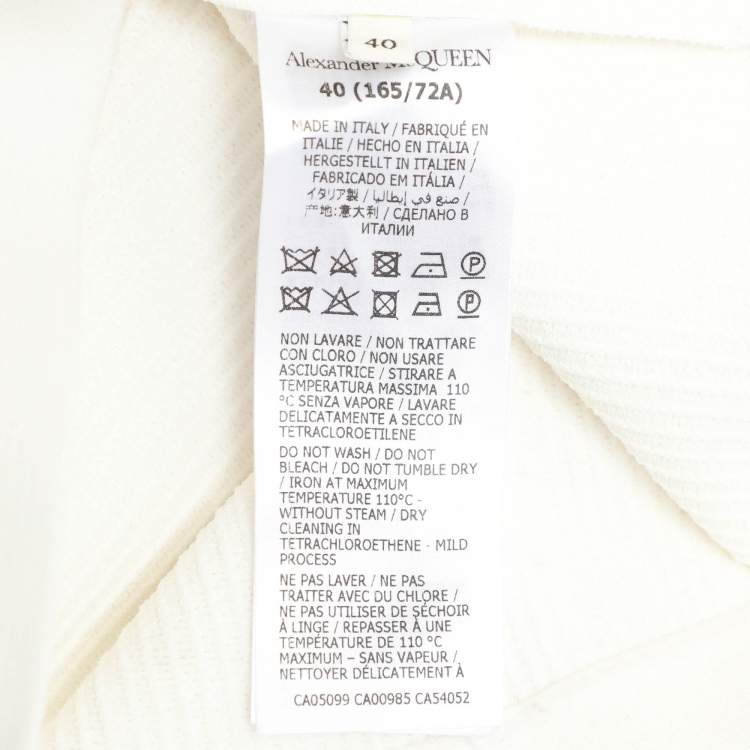 Pre Owned Alexander McQueen White Cotton Drop Yoke Mixed Media Midi Skirt S