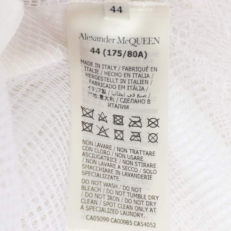 Pre Owned Alexander McQueen White Mesh Asymmetric Midi Skirt M