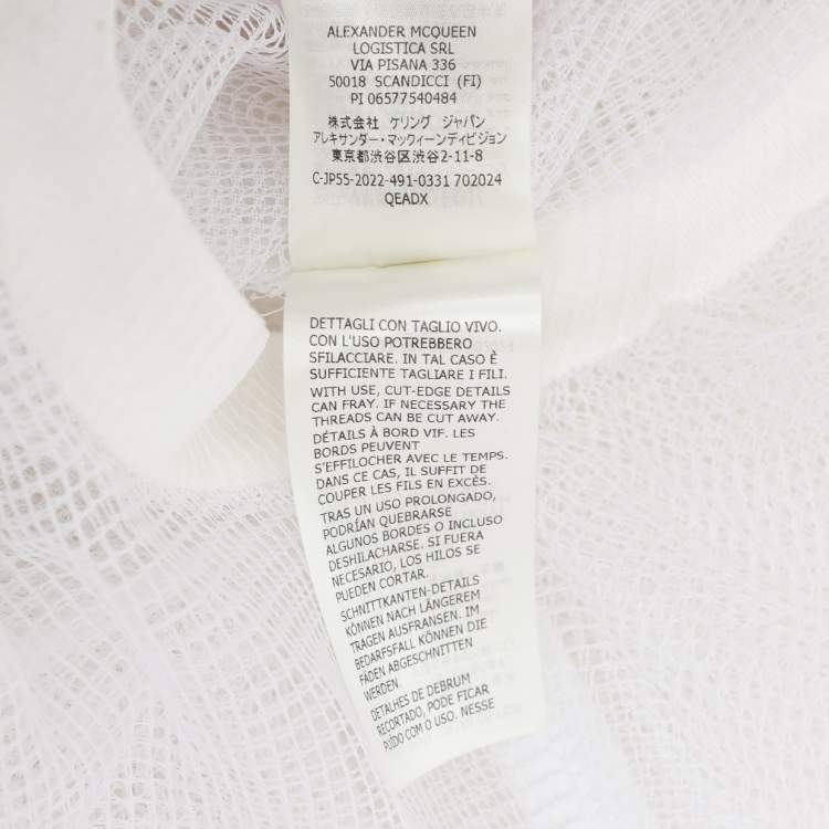 Pre Owned Alexander McQueen White Mesh Asymmetric Midi Skirt M