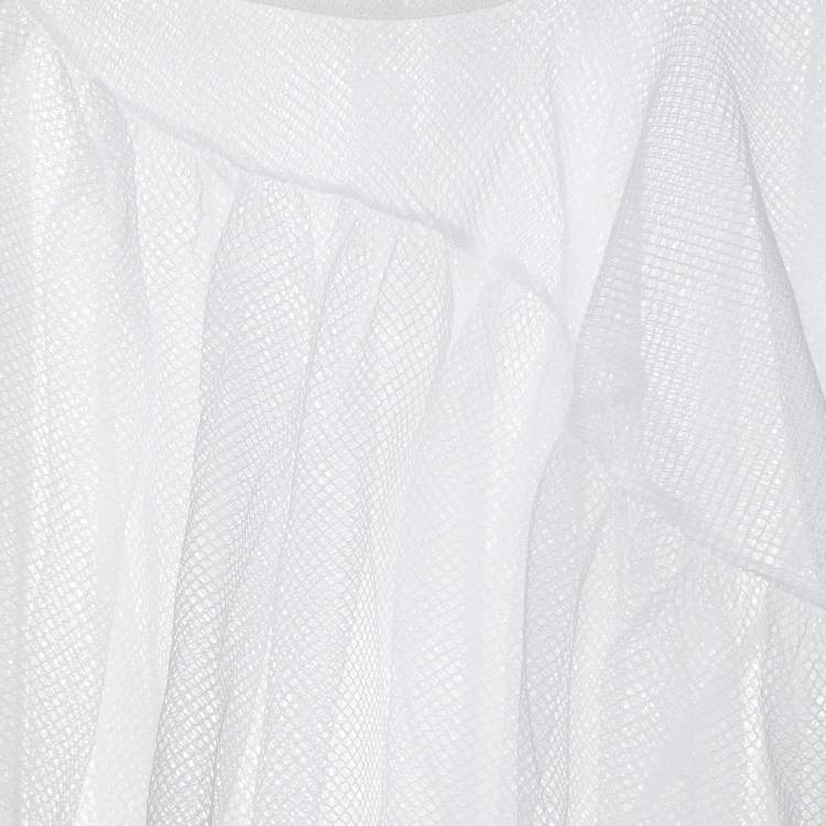 Pre Owned Alexander McQueen White Mesh Asymmetric Midi Skirt M