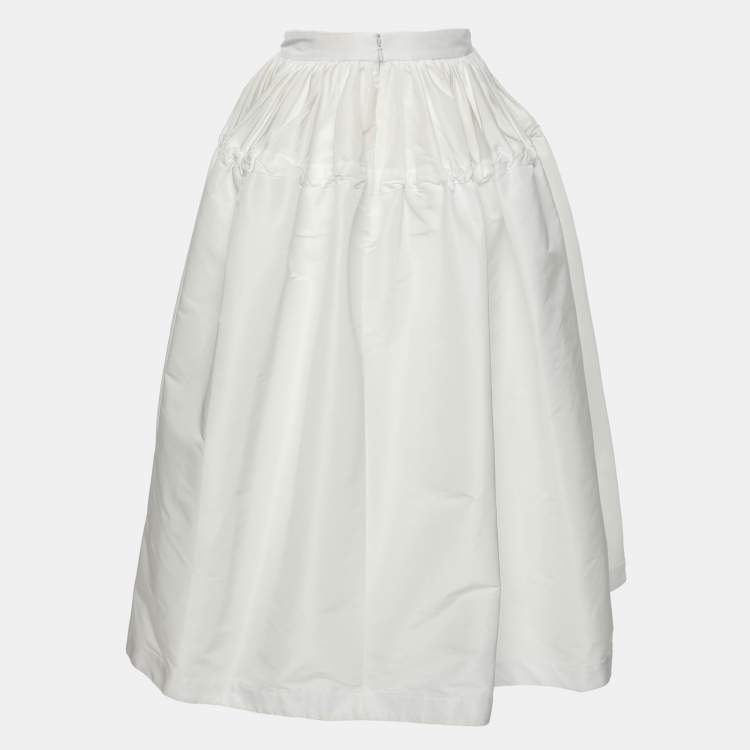 Pre Owned Alexander McQueen White Nylon Flared Midi Skirt M